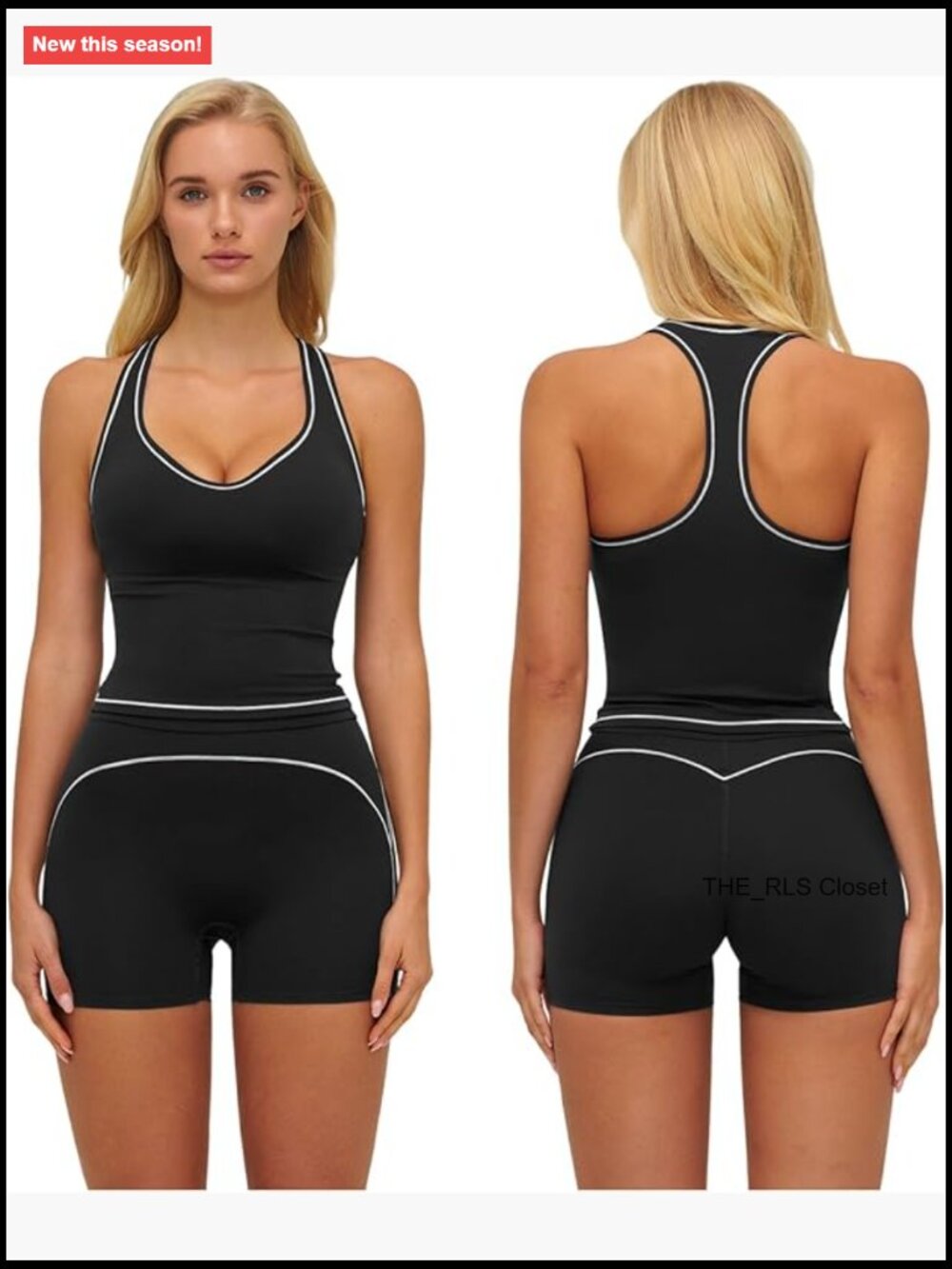 Two Piece Workout Set Racerback Tank Top And High Waist Shorts